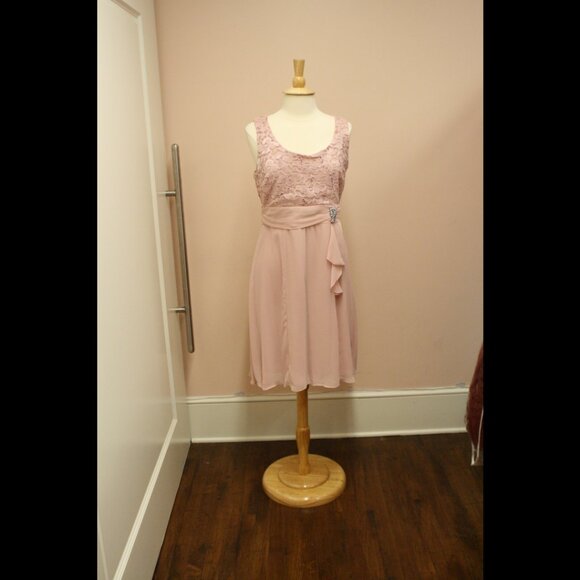 NEW Faded Rose Sequin Lace & Chiffon Tea-length Dress with Jacket Size 12 - Picture 3 of 6